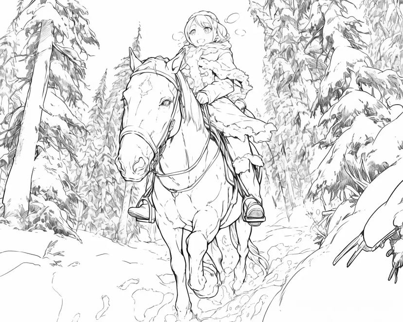雪の森を駆ける少女