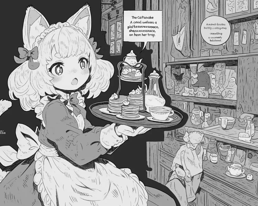 カフェの猫耳ウェイトレス