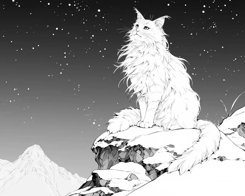 Un Chat du Nord Regarde les Étoiles