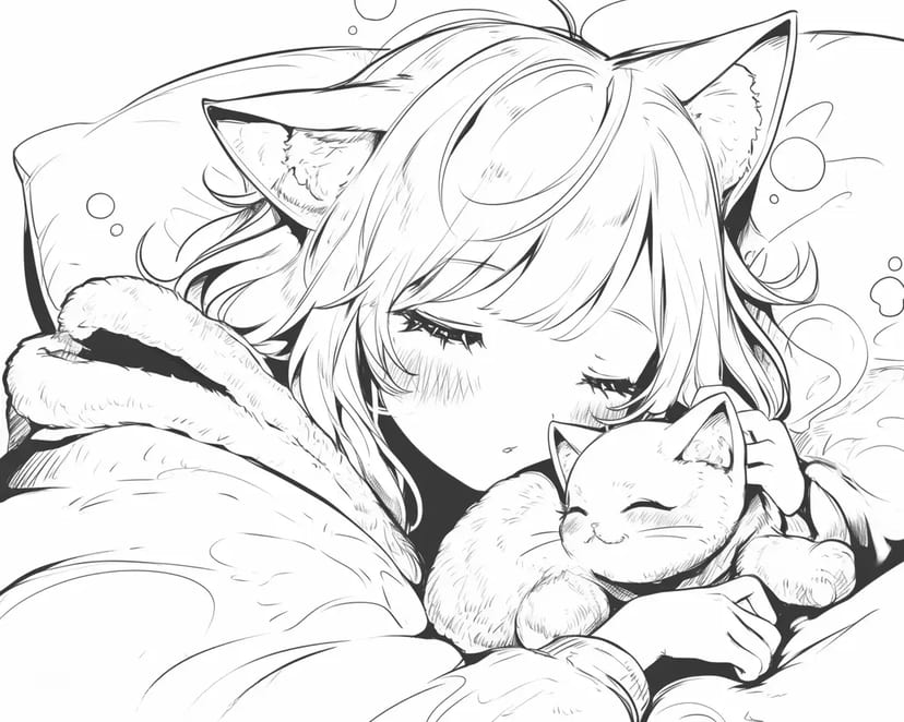 眠れる猫耳少女
