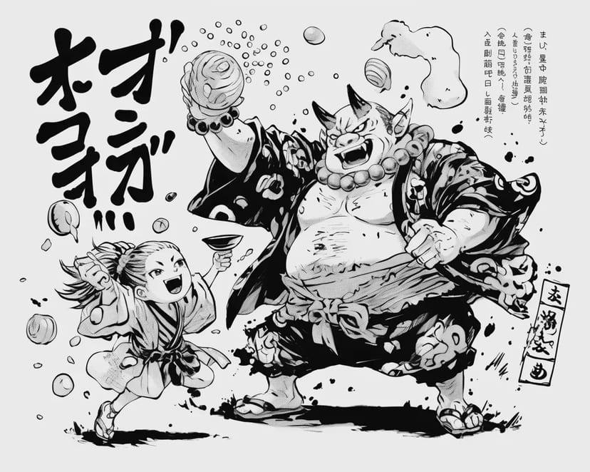 豆まきの鬼と子供