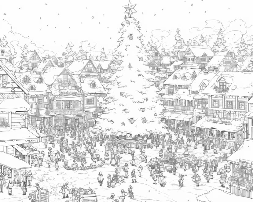クリスマスの町の広場