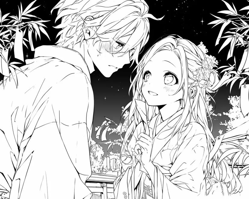 星空の下の夏祭り