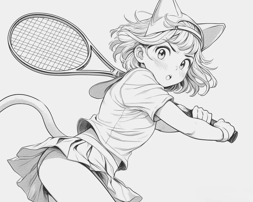 猫耳テニスプレイヤー