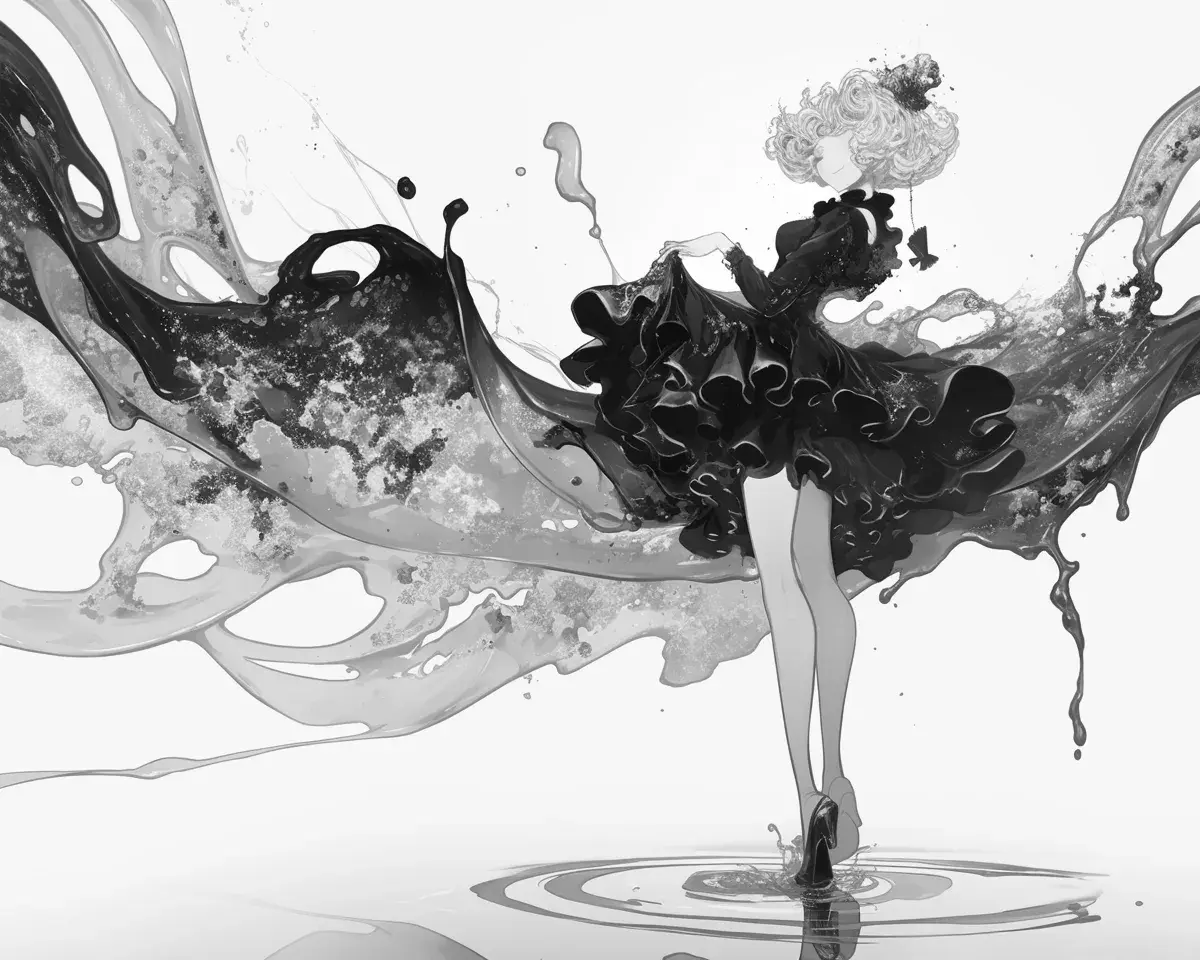 流れるドレスの少女