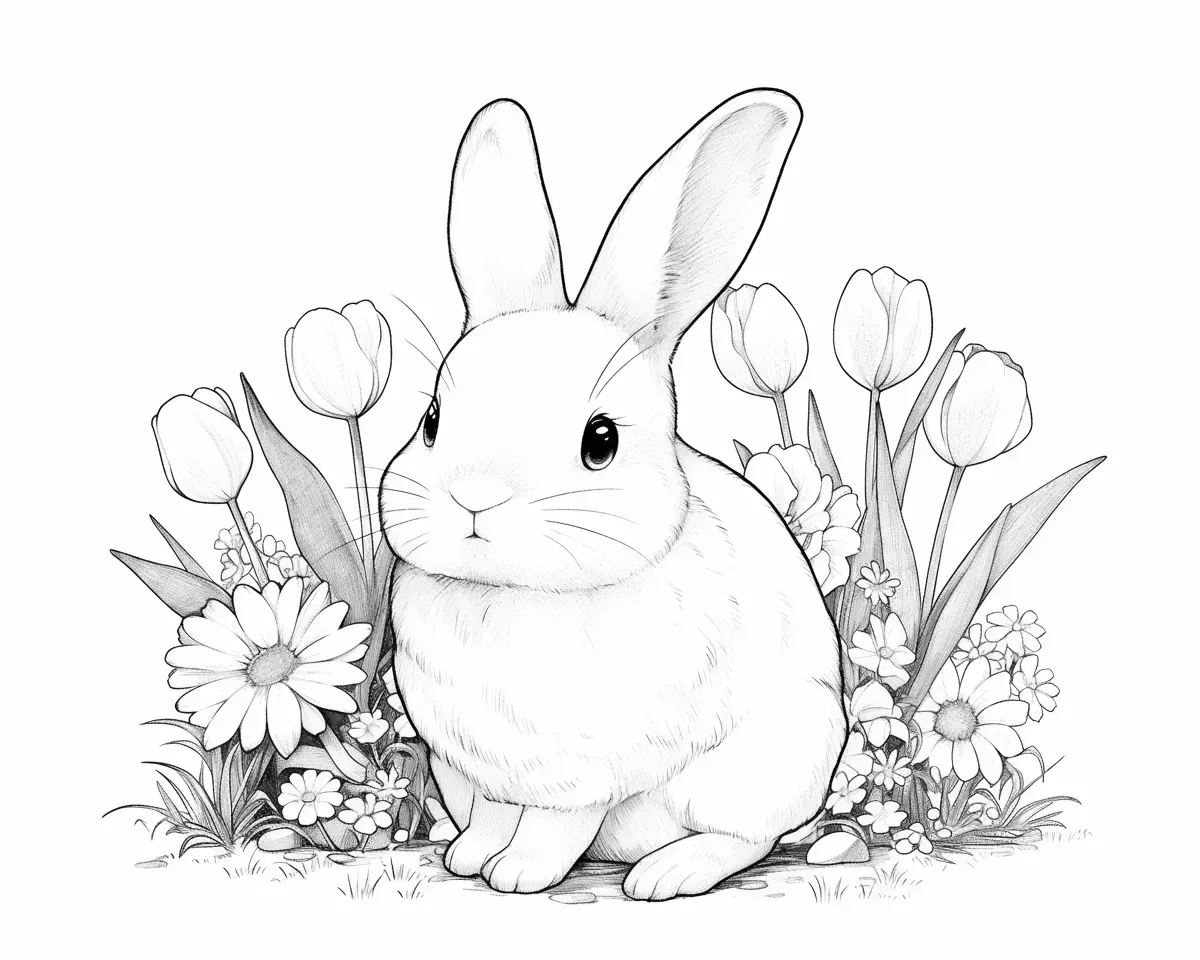 春の野原のうさぎ