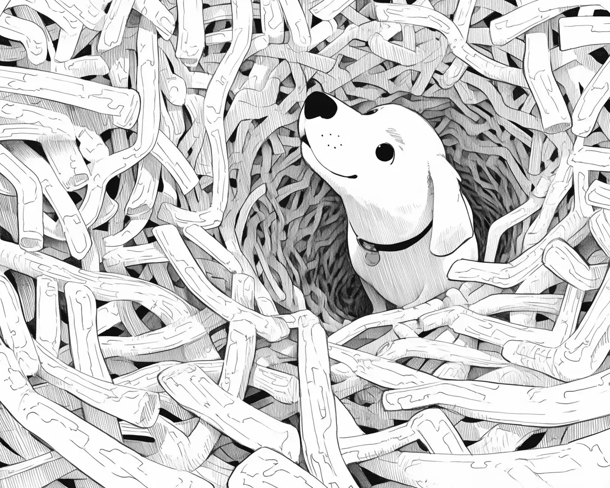 迷路の中の子犬