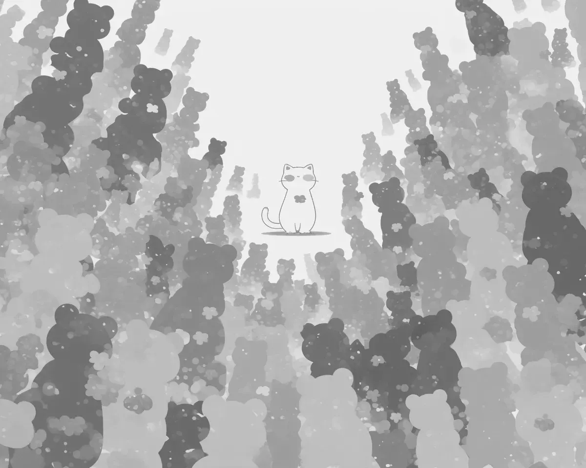 クマの森の中のネコ